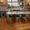 Ninecer Counter Height Bar Stools Set of 4, 24" Swivel Round Seat Bar Chairs with Low Back, PU Leather Modern Counter Stools with Footrest for Kitchen Island, Dining Room or Home Bar, Green