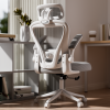 Ninecer Ergonomic Office Chair, High Back Headrest Computer Desk Chairs with Wheels, White & Gray Swivel Office Chair with Arm For Adult