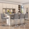 Ninecer 24" Counter Height Bar Stools Set of 4, PU Leather Counter Stool Chairs with Full Back for Kitchen Island, Gray and Silver