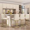 Ninecer 24" Counter Height Bar Stools Set of 4, PU Leather Counter Stool Chairs with Full Back for Kitchen Island, Beige & Gold