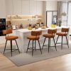 Ninecer Swivel Bar Stools Set of 4, 26" Counter Height Bar Stools with Back, Leather Upholstered Kitchen Barstool with Footrest and Metal Frame, Bar Chair for Kitchen Island, Brown