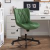 Ninecer Adjustable Armless Office Chair, Leather Desk Chair with Wheels, Office Chair for Home Office, Computer Rolling Chair for Adults, Comfy Task Chair, Green