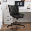 Ninecer Adjustable Armless Office Chair, Leather Desk Chair with Wheels, Office Chair for Home Office, Computer Rolling Chair for Adults, Comfy Task Chair, Black
