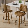 Ninecer Counter Height Bar Stools Set of 2, 26 Inch Swivel BarStools with Curved Bentwood Backrest, PU Leather Bar Chairs with Footrest, Mid Century Modern Bar Chair for Home Kitchen Island, Brown