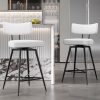 Ninecer Swivel Bar Stools Set of 2, 26" Counter Height Bar Stools with Back, Leather Upholstered Kitchen Barstool with Footrest and Metal Frame, Bar Chair for Kitchen Island, White