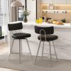 Ninecer Swivel Bar Stools Set of 2, 26"Counter Height, Leather Upholstered with Back and Footrest, Metal Frame, Black