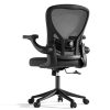 Ninecer Ergonomic Mesh Office Chair with Adjustable Height and Lumbar Support, Swivel Computer Desk Chair with Flip-Up Arms, Mid Back Task Chair on Wheels, 300lbs Capacity, Black