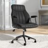 Ninecer Executive Office chair, Reclining Modern Leather Computer Chair with Lumbar Support, Swivel Desk Chair with Armrest for Home Office, Black