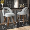 Ninecer 24" Swivel Counter Bar stools, Modern Velvet Barstools with Soft Backrest for Kitchen Dining Room, Gray (Set of 2)