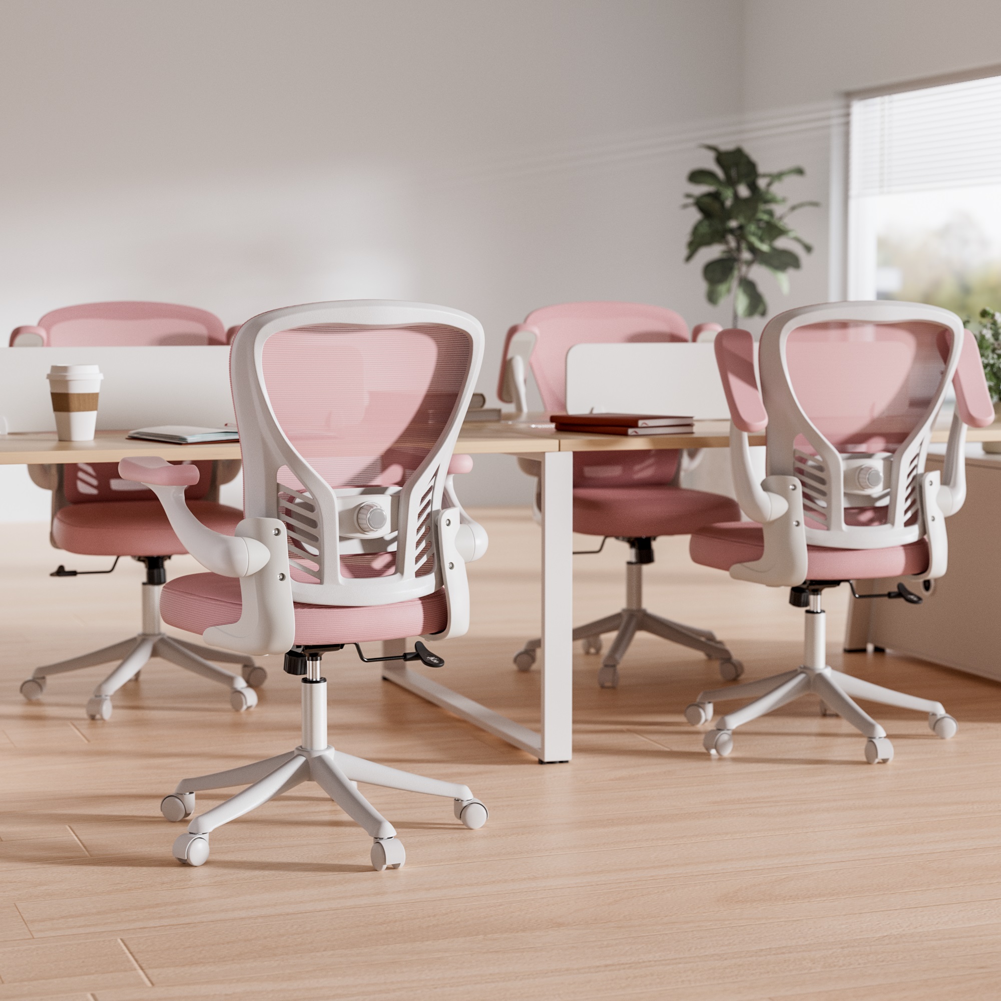 Ninecer Ergonomic Mesh Office Chair with 3D Adjustable Armrests, Mid Back Swivel Desk Chair with Lumbar Support, Height Adjustable Rolling Computer Chair 250lbs, for Home Office,Pink - Image 7