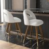 Ninecer 24" Swivel Counter Bar stools, Modern Velvet Barstools with Soft Backrest for Kitchen Dining Room, White (Set of 2)