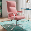 Ninecer High Back PU Leather Indoor Home Office Desk Chair with Arms, Modern Office Chair for Adult, Pink