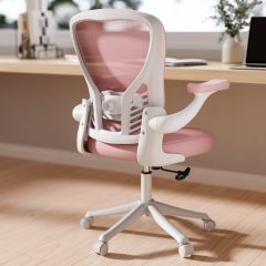Ninecer Ergonomic Mesh Office Chair, Mesh Back Office Chair with Flip-up Arms, Swivel Computer Desk Chair with Lumbar Support for Adult, Pink