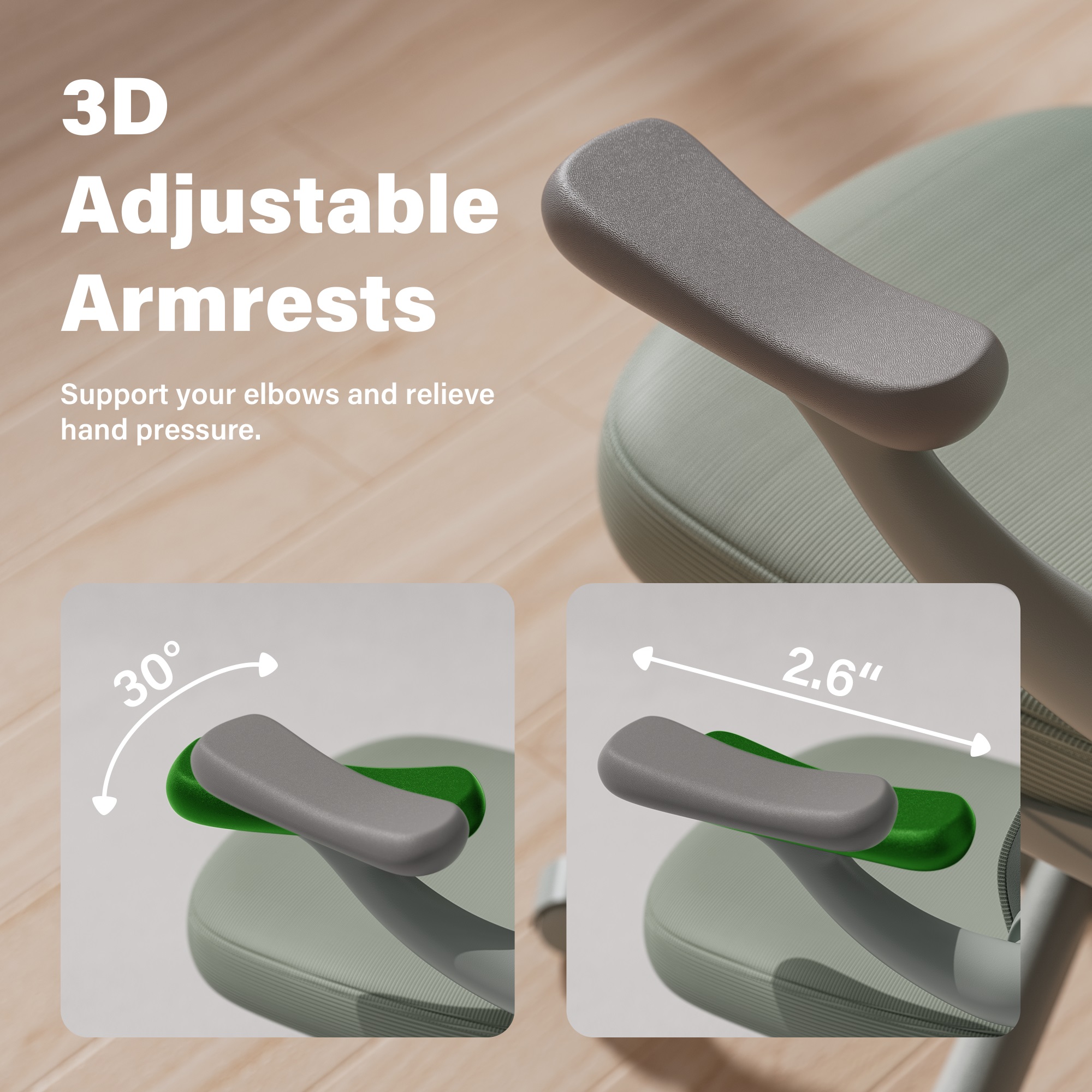 Ninecer Ergonomic Mesh Office Chair with 3D Adjustable Armrests, Mid Back Swivel Desk Chair with Lumbar Support, Height Adjustable Rolling Computer Chair 250lbs, for Home Office,Grey - Image 4