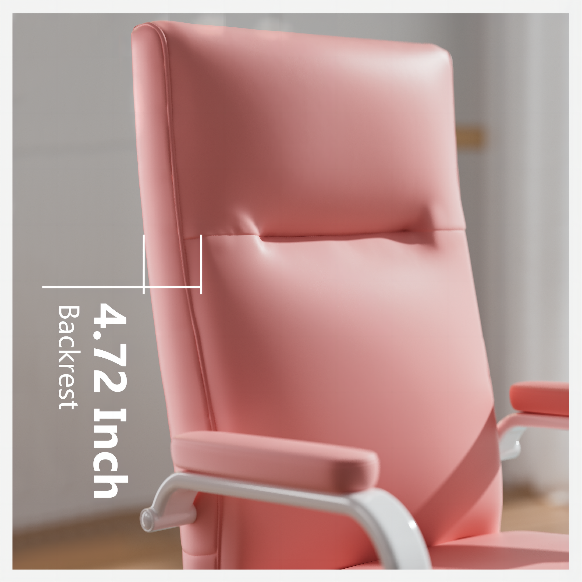 Ninecer High Back PU Leather Indoor Home Office Desk Chair with Arms, Modern Office Chair for Adult, Pink - Image 3