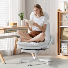 Ninecer Ergonomic Office Chair with Footrest, Big and Tall Computer Desk Chair for Adults, Adjustable Swivel Chair with Headrest Lumbar Support, White