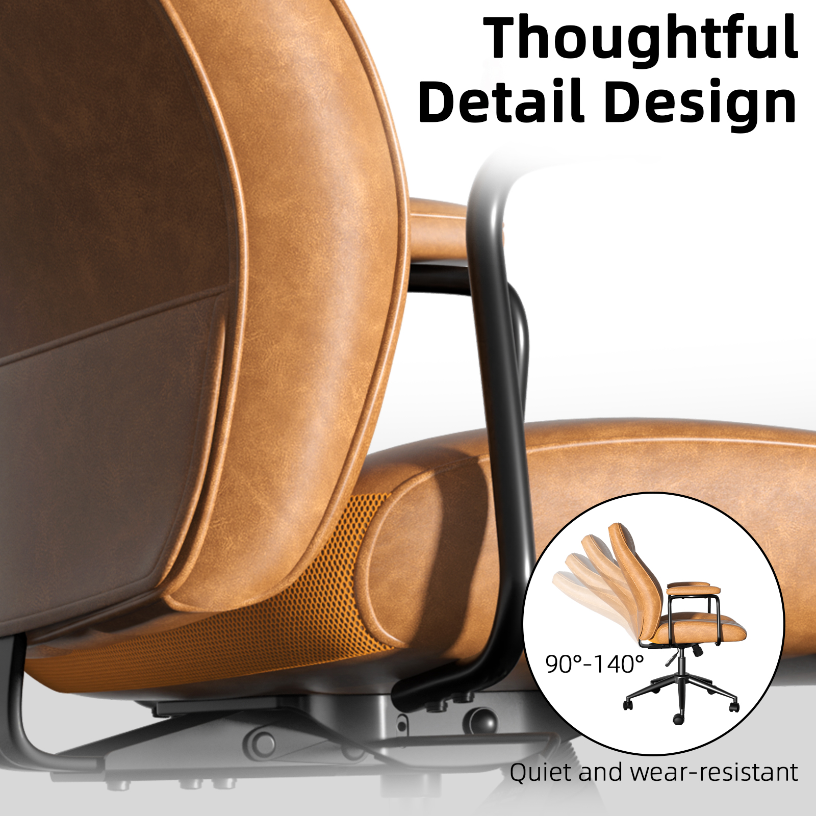 Ninecer Executive Office chair, Reclining Modern Leather Computer Chair with Lumbar Support, Swivel Desk Chair with Armrest for Home Office, Blown - Image 5