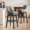 Ninecer 26" Counter Height Bar Stools, Swivel Bar Stools with Back, Modern Bar Chairs, Barstools with Footrest, Gray (Set of 2)