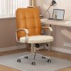 Ninecer Home Office Desk Chair, Comfy Desk Chair, Executive Office Chair with Wheels, Computer Chair for Adults, White & Brown