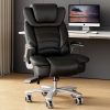 Ninecer Big and Tall Office Chair 400lb Wide Seat, Ergonomic High Back Leather Executive Desk Chair with Flip-up Arms, Computer Chair with Flip-up Arms, Black