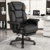 Ninecer High Back Executive Office Chair, Ergonomic PU Leather Office Chair, Heavy Duty Computer Desk Chair, Reclining Office Chair with Footrest 400lbs, Black
