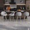 Ninecer Velvet Swivel Bar Stools Set of 4, 26" Counter Height Tufted Bar Chairs with Low Back, Round Upholstered Seat, Gold Legs, Footrest, 300lbs Capacity for Kitchen Island, Grey (Copy)