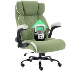Ninecer Big and Tall Office Chair 500LBS, Heavy Duty Executive Desk Chair with High Back, Ergonomic Fabric Computer Chair with Flip-up Arms, Green