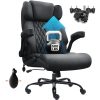 Ninecer Big and Tall Office Chair 500LBS, Heavy Duty Executive Desk Chair with High Back, Ergonomic Leather Computer Chair with Flip-up Arms, Black