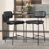 Ninecer Counter Height Bar Stools Set of 2, 26 Inch Faux Leather Kitchen Island Chairs with Low Back and Metal Legs, Modern Bar Chairs with Footrest, Black