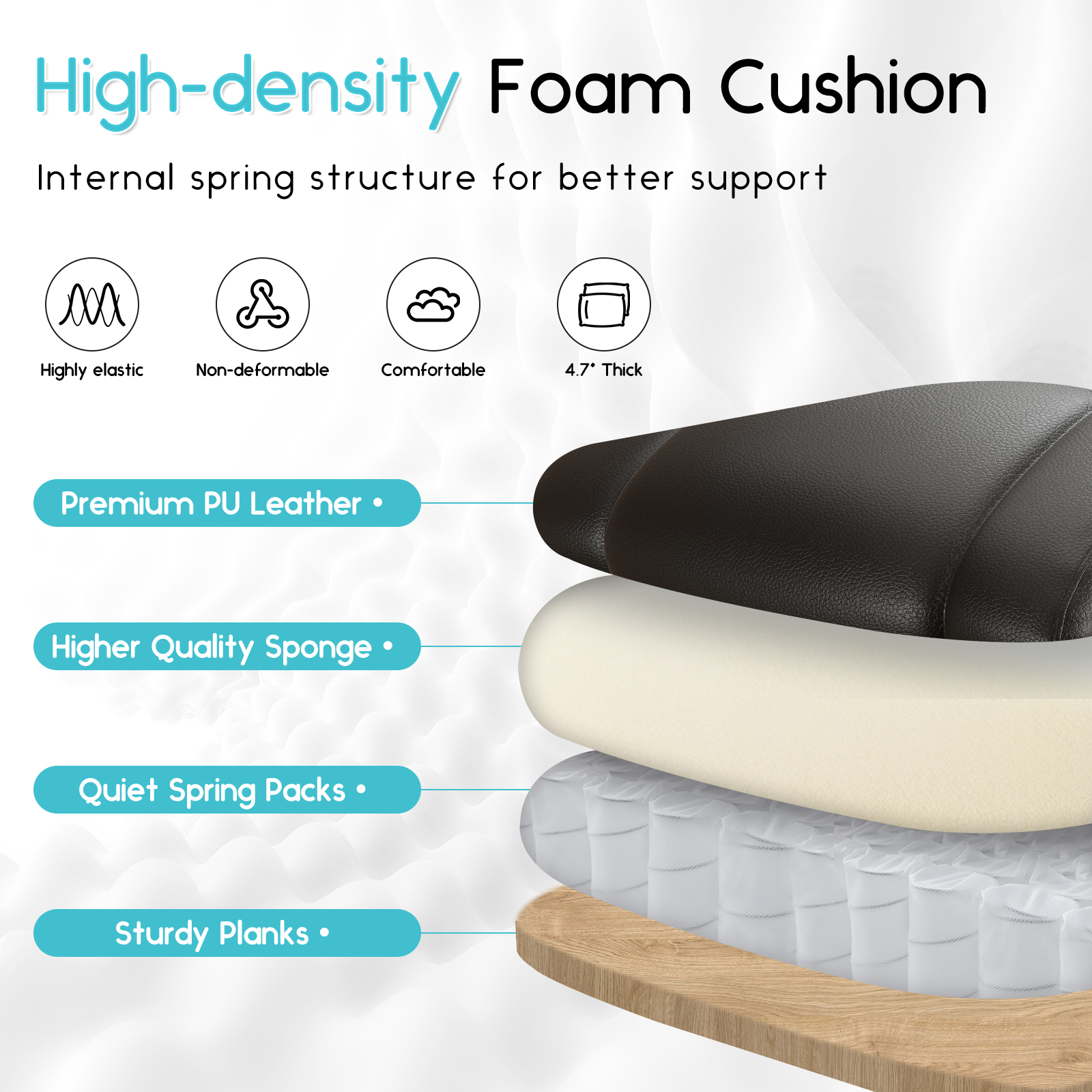 Ninecer Big and Tall Office Chair 400lbs, High Back Executive Reclining Desk Chairs, Leather Home Office Chair, Ergonomic Computer Comfy Chair, Swivel Task Chairs, Brown - Image 5