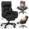 Ninecer 500 lbs Big and Tall Office Chair Extra Wide, Executive Office Chair with Folding Arms and Footrest, Heavy-duty Desk Chair for Adults in Home and Office, Black