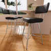 Ninecer Swivel Counter Height Bar Stools Set of 3, 26 inch Leather Kitchen Swivel Counter Stools with Backs, Metal Legs and Footrest, Bar Chairs for Kitchen Island，Black