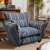 Ninecer Modern Accent Chair for Living Room, Single Sofa Chair Double Cushions, Comfy Upholstered Lounge Chair with Striped Fabric & Lumbar Pillow, 350 lbs Capacity, Blue Stripe