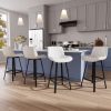 Ninecer 26" Counter Height Bar Stools, PU Leather Upholstered Bar Chairs with Low Back & Metal Legs, Modern Kitchen Island Counter Chairs for Dining Room, Set of 4, 400LBS, White