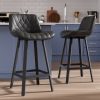Ninecer 26" Counter Height Bar Stools, PU Leather Upholstered Bar Chairs with Low Back & Metal Legs, Modern Kitchen Island Counter Chairs for Dining Room, Set of 2, 400LBS, Black