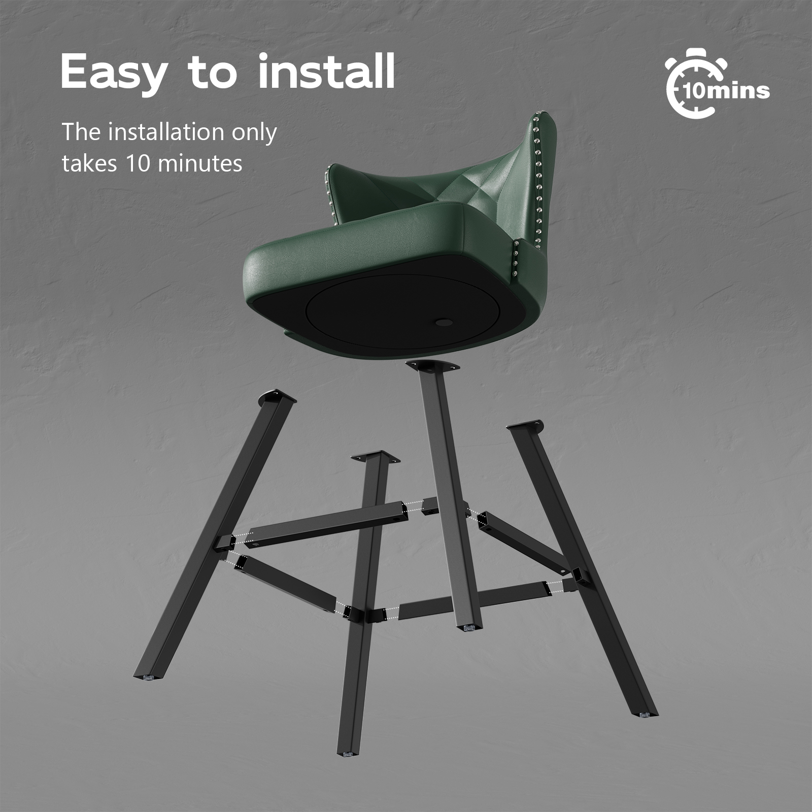 Ninecer 25" Counter Height Bar Stools Set of 2, 360° Swivel Bar Chair with Low-Back Round Seat, Upholstered Faux Leather Kitchen Chairs with Footrest, Counter Stools for Kitchen Island , Green - Image 9