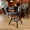 Ninecer 25" Counter Height Bar Stools Set of 4, 360° Swivel Bar Chair with Low-Back Round Seat, Upholstered Faux Leather Kitchen Chairs with Footrest, Counter Stools for Kitchen Island , Black