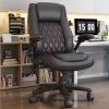 Ninecer Big and Tall Office Chair 400lbs, High Back Executive Computer Desk Chair with PU Leather, Ergonomic Swivel Chair with Adjustable Height, Rocking Function and Padded Flip-up Armrests, Black