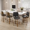 Ninecer Counter Height Bar Stools Set of 4, 26 Inch Swivel BarStools with Curved Bentwood Backrest, PU Leather Bar Chairs with Footrest, Mid Century Modern Bar Chair for Home Kitchen Island, Black