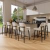 Ninecer 26" Counter Height Bar Stools Set of 6, Upholstered Bar Stools with Back,Leather & Fabric Cushions, Metal Legs, Comfortable Kitchen Island Counter Chairs for Dining Room & Home Bar, White