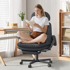 Ninecer Ergonomic Office Chair with Footrest, Big and Tall Computer Desk Chair for Adults, Adjustable Swivel Chair with Headrest Lumbar Support, Black