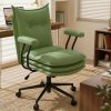Ninecer Mid Back Leather Desk Chair with Wheels, Adjustable Swivel Computer Chair, Padded Wide Seat Office Chair 300lbs, Task Chair for Home Office or Study Room, Green