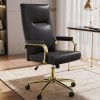 Ninecer Black and Gold Office Chair Memory Foam, High Back Office Chair with Arms and Wheels, Leather Executive Computer Desk Chair with Back Support for Women Girls and Adults