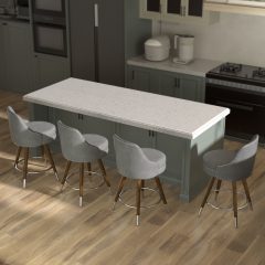 Ninecer 24" Swivel Counter Height Chairs, Modern PU Leather Bar Stools with Thick Cushion and Footrest, Gray (Set of 4)