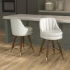 Ninecer 24" Swivel Counter Height Chairs, Modern PU Leather Bar Stools with Thick Cushion and Footrest, White (Set of 2)