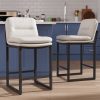 Ninecer Counter Height Bar Stools Set of 2, 26" Low Back Modern Bar Chair, PU Leather Upholstered Kitchen Island Stools, Square Seat Kitchen Chairs, Comfortable Counter Chairs for Dining Room, White