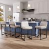 Ninecer Counter Height Bar Stools Set of 4, 26" Low Back Modern Bar Chair, PU Leather Upholstered Kitchen Island Stools, Square Seat Kitchen Chairs, Comfortable Counter Chairs for Dining Room, White