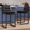Ninecer Counter Height Bar Stools Set of 2, 26" Low Back Modern Bar Chair, PU Leather Upholstered Kitchen Island Stools, Square Seat Kitchen Chairs, Comfortable Counter Chairs for Dining Room, Black
