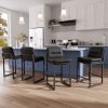 Ninecer Counter Height Bar Stools Set of 4, 26" Low Back Modern Bar Chair, PU Leather Upholstered Kitchen Island Stools, Square Seat Kitchen Chairs, Comfortable Counter Chairs for Dining Room, Black