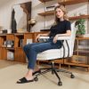 Ninecer Mid Back Leather Desk Chair with Wheels, Adjustable Swivel Computer Chair, Padded Wide Seat Office Chair 300lbs, Task Chair for Home Office or Study Room, White